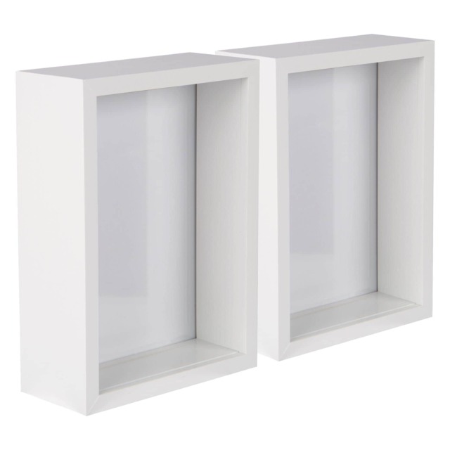 "Nicola Spring 5 x 7"" Deep Photo Frames - White - 3D Deep Box Picture Frame Portrait Display Case (20 x 15cm) - Set of 5"