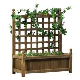 Outsunny Raised Garden Bed with Trellis Garden Planters Indoor Outdoor Brown Brown Brown