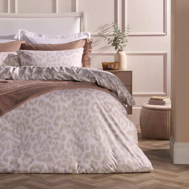 OHS Leopard Duvet Cover Set Microfibre Bedding with Pillowcase Multi Stone King