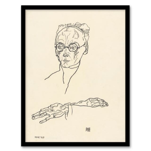 Egon Schiele Framed Wall Art Print Franz Blei Line Art Portrait Home Décor