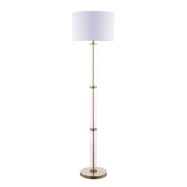 Pagazzi Kaelin Antique Brass and Glass Floor Lamp