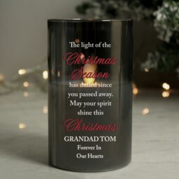Personalised Christmas Season Memorial Smoked LED Candle Black