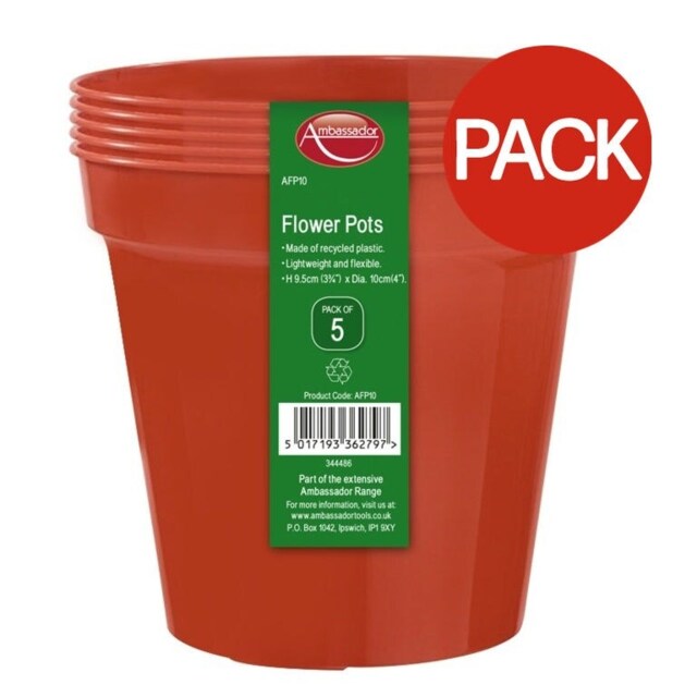 Ambassador Flower Pots (Pack of 5) - Orange - 4in