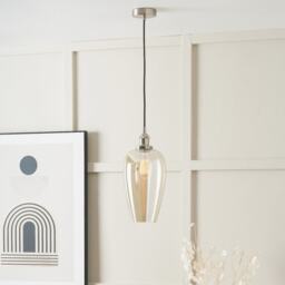 Cream Glass Pendant Ceiling Light with Antique Silver Metal Chain Pendant Cream Lustre 1