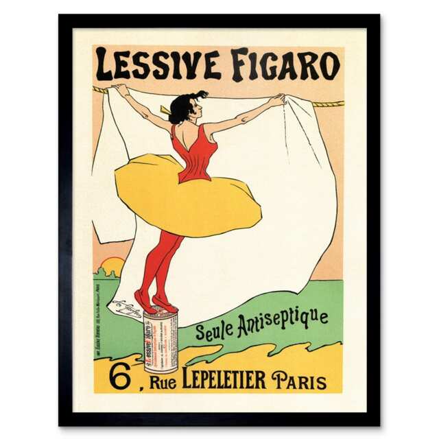 "Figaro Washing Powder Soap Paris France 12x16"" Framed Wall Art Print"