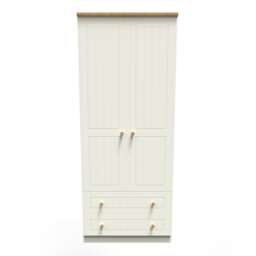 Lancaster 2 Drawer Double Wardrobe in Cream Ash & Oak (Ready Assembled) Cream Cream Ash & Oak