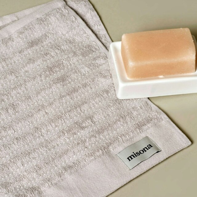 Organic Cotton Ribbed Face Cloths Pack of 2 - Light Grey