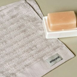 Organic Cotton Ribbed Face Cloths Pack of 2 - Light Grey