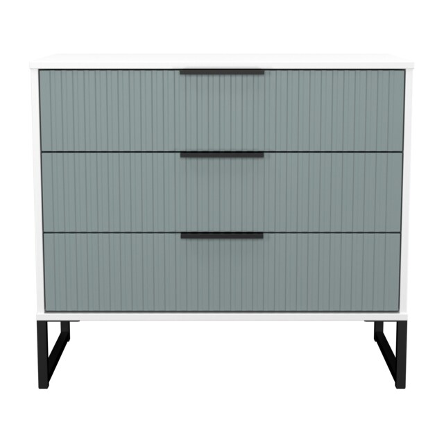 Menai 3 Drawer Chest of Drawers in Duck & White Matt (Ready Assembled) Blue Duck & White Matt