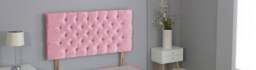 "Pink Crush Velvet Chesterfield Crystal Button Headboard Pink 3FT Single 20""inch Headboard"