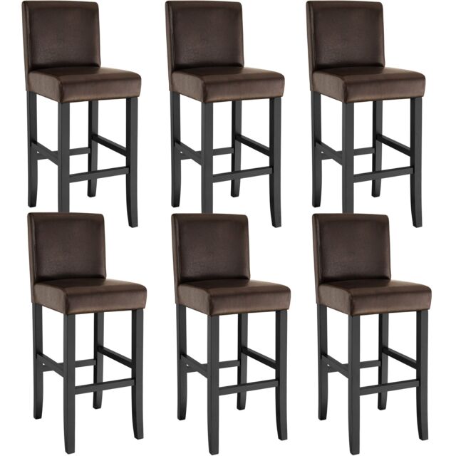 Bar Stools with a padded backrest and faux leather cover Brown brown 41 x 40 x 107 cm 6