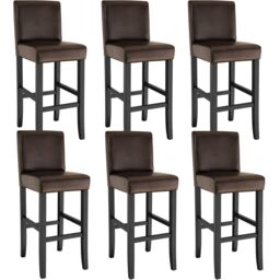 Bar Stools with a padded backrest and faux leather cover Brown brown 41 x 40 x 107 cm 6