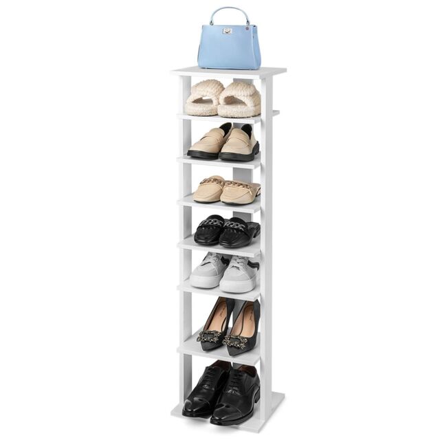 COSTWAY 7-Tier Vertical Shoe Rack Shoe Storage Organizer Shoe Tower-White