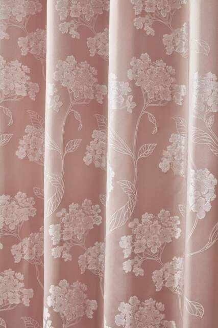 English Garden Lined Eyelet Jacquard Curtains 168cm x 137cm Blush Pink Pink Pink