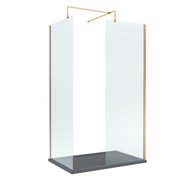 Balterley Glass Walk In Wetroom Screens with Profile and Shower Tray Copper Brushed Brass
