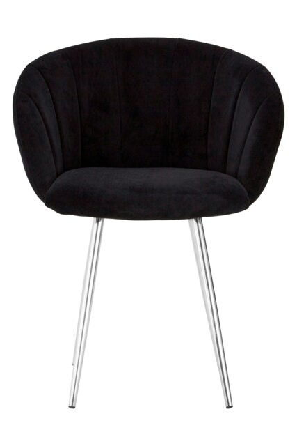 Orsina Black Velvet Chair, Backrest Dining Chair, Easy to Clean Swivel Dining Armchair, Comfortable Armchair