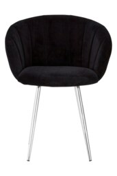 Orsina Black Velvet Chair, Backrest Dining Chair, Easy to Clean Swivel Dining Armchair, Comfortable Armchair