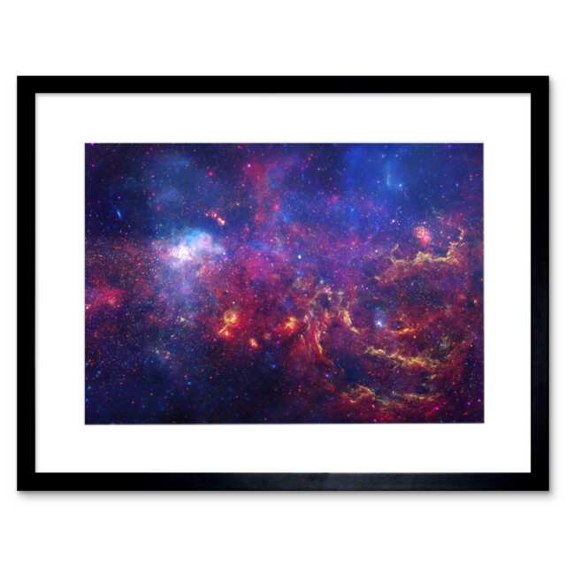 "Hubble Great Observatories Center Milky Way Galaxy 9x7"" Black Framed Wall Art Print"