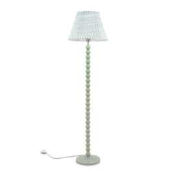 ValueLights Bobbles Sage Green Floor Lamp Green Arrow Pleat Shade and Bulb