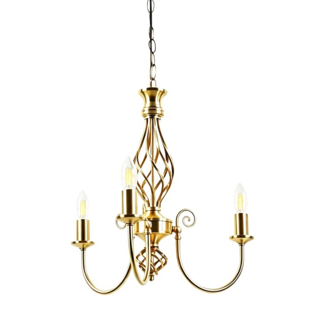 Barley Twist - Polished Brass 3 Light Pendant