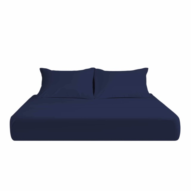 Microfibre Soft Touch Fitted Sheet 25cm Skirt Plain Dyed Bed Linen Blue Navy Blue Small Double