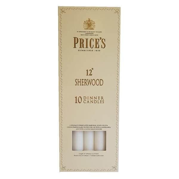 "Prices 12"" Sherwood Candle White Pack Of 10"