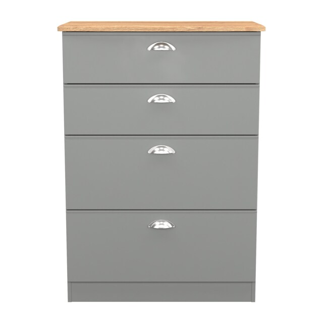 Albert 4 Drawer Deep Chest of Drawers in Dusk Grey & Riviera Oak (Ready Assembled) Grey Dusk Grey & Riviera Oak