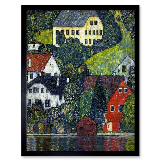 "Klimt Church in Unterach on Attersee Home Decor 12x16"" Framed Wall Art Print"