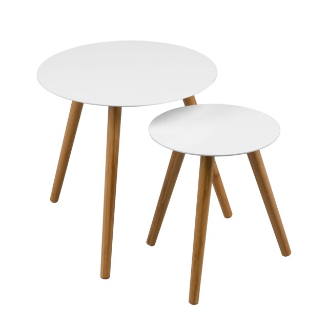 Interiors by Premier Round Nest of 2 Tables, High Gloss White Finish Nesting Table, Long Lasting Coffee Tables for Living Room White