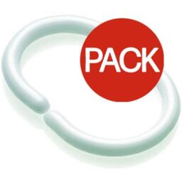 Croydex Shower Curtain ´C´ Rings (Pack Of 12) - White - 17.5 x 9.5 x 0.5cm