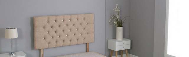"Beige Linen Studded Chesterfield Headboard Multi 2FT6 Small Single 20""inch Headboard"