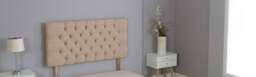 "Beige Linen Studded Chesterfield Headboard Multi 2FT6 Small Single 20""inch Headboard"