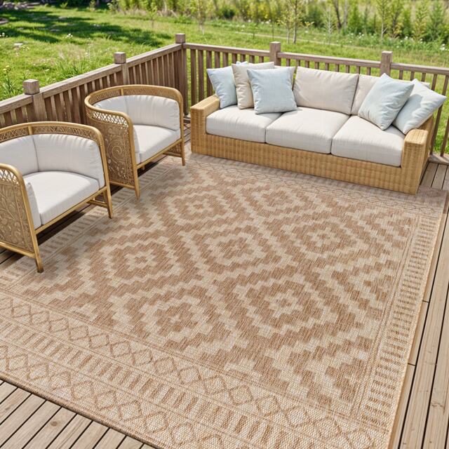 LIVABLISS Tuareg-Global Graphic In- & Outdoor Jute-Look Rug 160 x 213 cm Beige Ivory