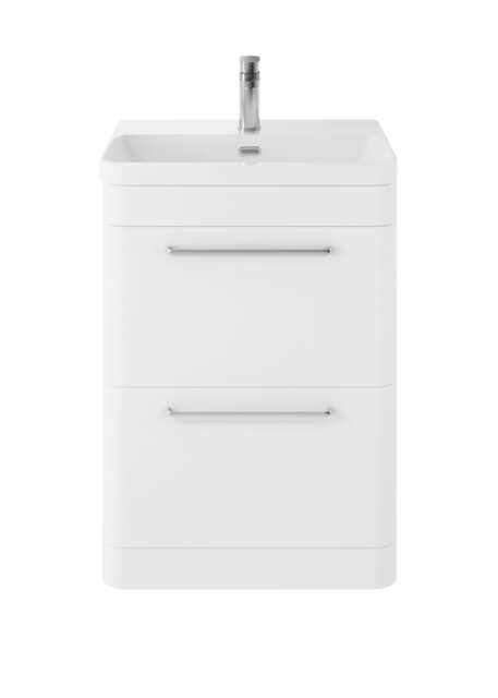 Balterley Floor Standing 2 Drawer Vanity Unit with Ceramic Basin White Pure White 862 x 607 x 460mm