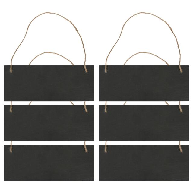 Nicola Spring Rectangle Slate Memo Boards with Rope - 25cm x 10cm - Black - Pack of 6