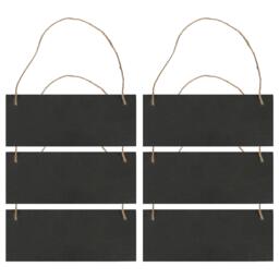 Nicola Spring Rectangle Slate Memo Boards with Rope - 25cm x 10cm - Black - Pack of 6