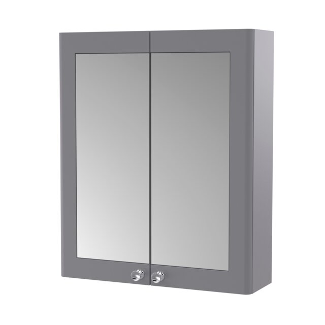 Balterley Classic Traditional Bathroom Wall Hung 2-Door Mirror Cabinet Grey Satin Grey 1