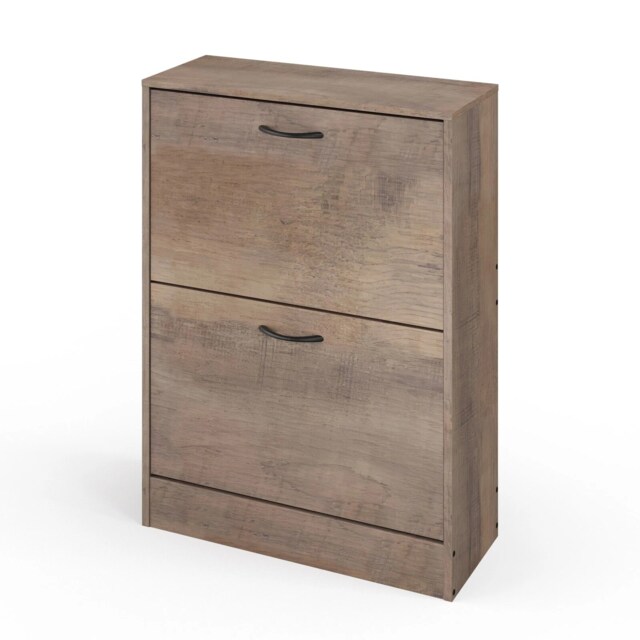 2 Drawer Shoe Cabinet Cupboard Rack Storage Unit Organiser Stand Wooden Holder Multi Southern Elm 1