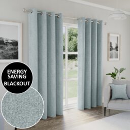 Enhanced Living Austin Blackout, Thermal Blue Curtains with Eyelet Header (PAIR) - 66x90 inch (168x229cm)