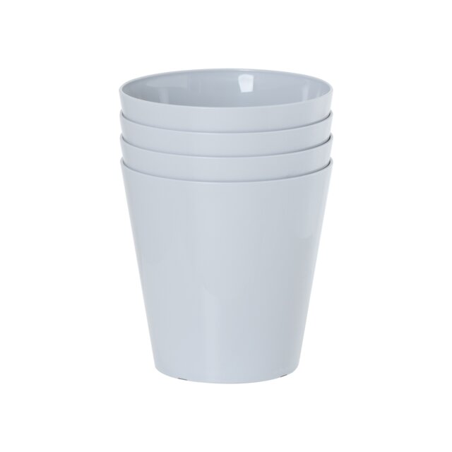 Wham studio 4x 18cm Round Plastic Planter Grey Cool Grey