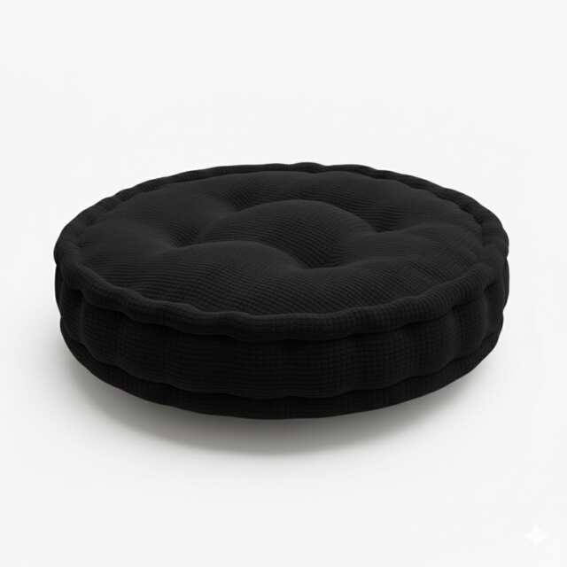 Teddy Fabric Round Booster Cushion Soft Seat Riser Pad for Dining Chair Black