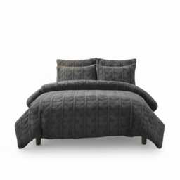 Ultra Soft Teddy Duvet Cover Set Leaves Embossed Cozy Fleece Bedding Grey Single