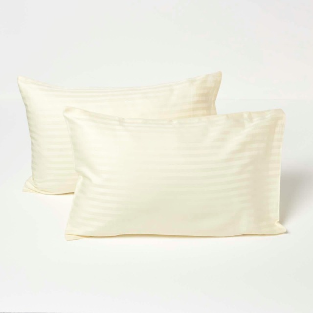 Homescapes Yellow Cotton Stripe Kids Pillowcases 40 x 60 cm 330 Thread Count - 2 Pack Yellow