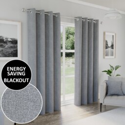 Enhanced Living Austin Blackout, Thermal Grey Curtains with Eyelet Header (PAIR) - 46x54 inch (117x137cm)
