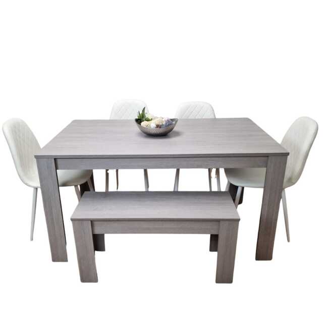 Kosy Koala Dining Table Set With 4 White Chairs And 1 Bench Dining Room Furniture
