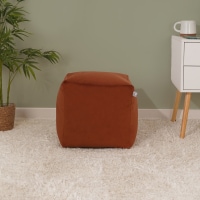 rucomfy Velvet Cube Bean Bag Pouffe - Soft Stylish Footstool