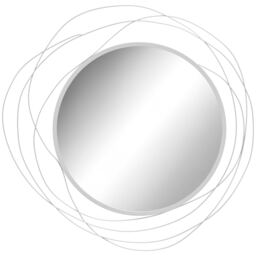 HOMCOM Metal Wall Art 65cm Round Mirror for Living Room Dining Room Silver Silver 1