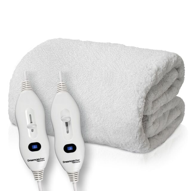 Dreamcatcher Deluxe King Size Electric Blanket Fleece Heated Underblanket White White One Size 1