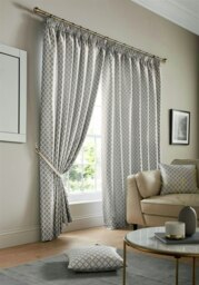 Wold Pencil Pleat Taped Top Lined Curtains - 229cm x 183cm - Silver