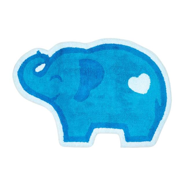 Homescapes Cotton Washable Tufted Blue Elephant Rug Blue Blue
